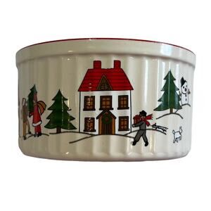 Joy Of Christmas Jamestown China 4"x2"  Stoneware Ivory Ribbed Ramekin - Japan